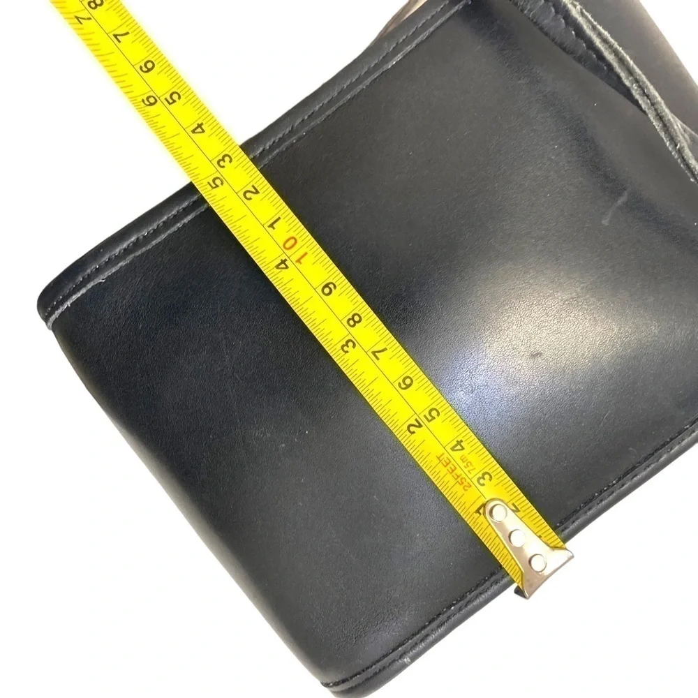 Coach vintage black leather scooter bag with nickel hardware